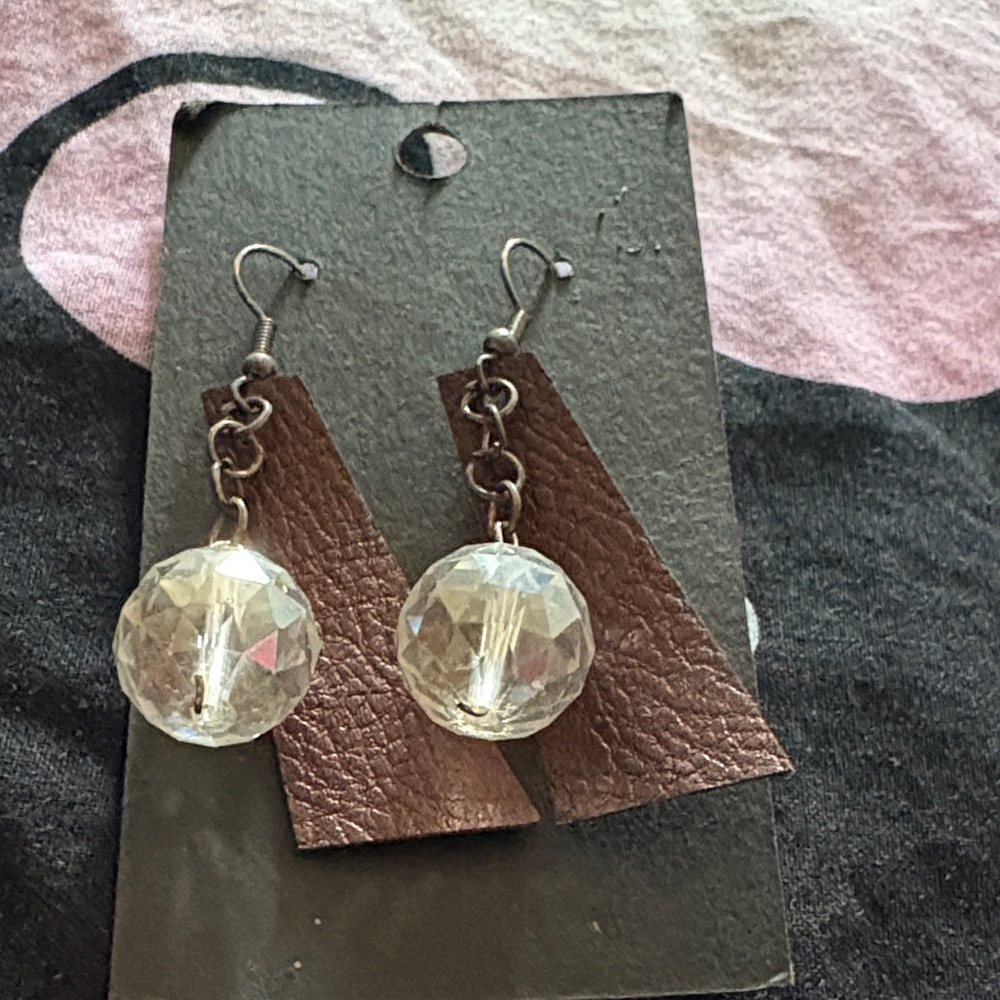Elegant Brown and Silver Dangle Earrings